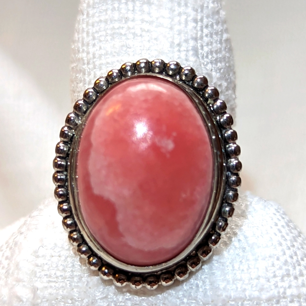 Silver Rhodochrosite Ring Size 5.5